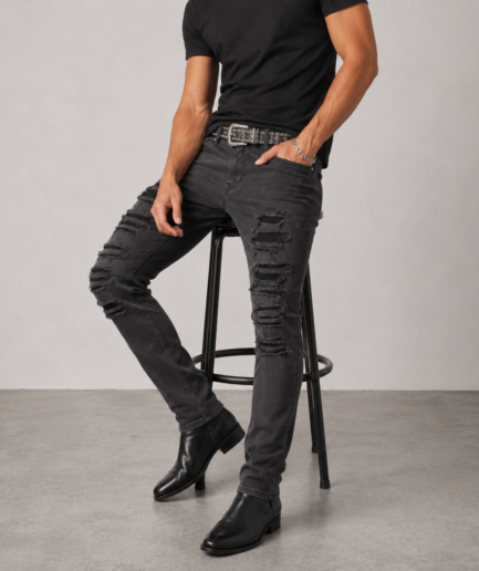 Black Distressed Skinny Jeans