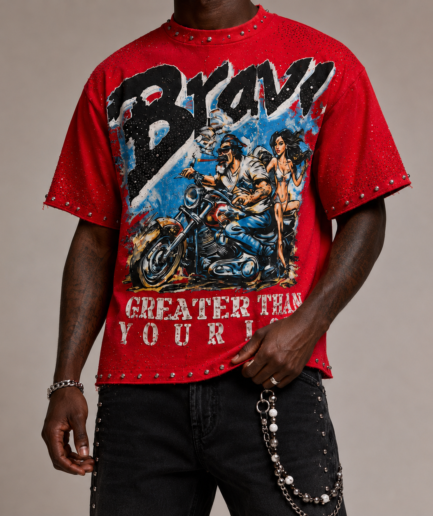 Roku Studio "Ride Greater" Rhinestone Graphic T-Shirt – Red