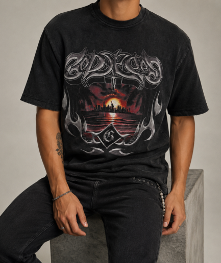 Godspeed Sunset City Graphic T-Shirt – Washed Black