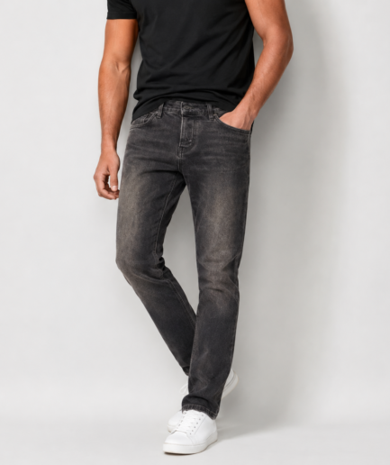 Fitted Denim Washed Black Slim Flare Jeans