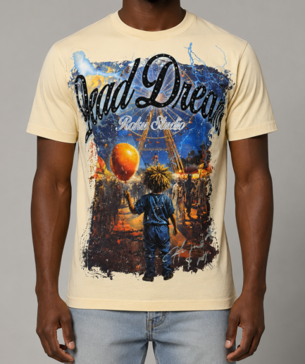 Men's "Dream" Vintage Graphic Oversized T-Shirt Cream