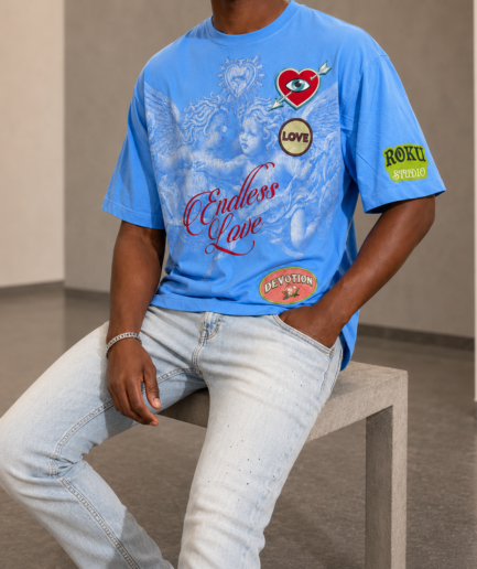 Roku Studio True Love Graphic T-Shirt Sky Blue