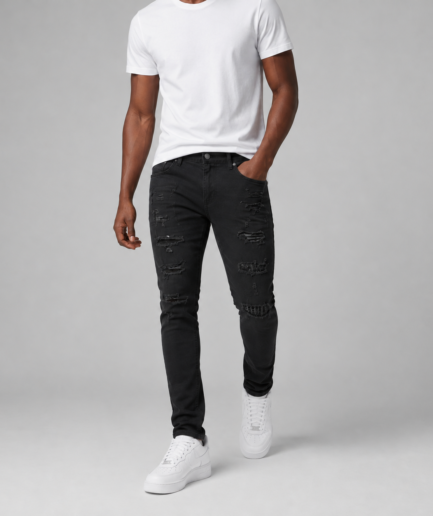 Black Distressed Skinny Jeans