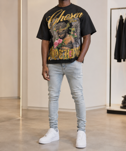 Chosen From Within Floral Statue Graphic T-Shirt – Black